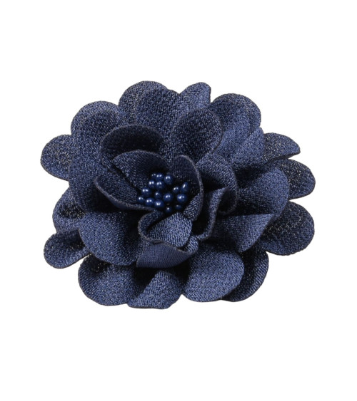 Flower brooch 8.5cm navy blue