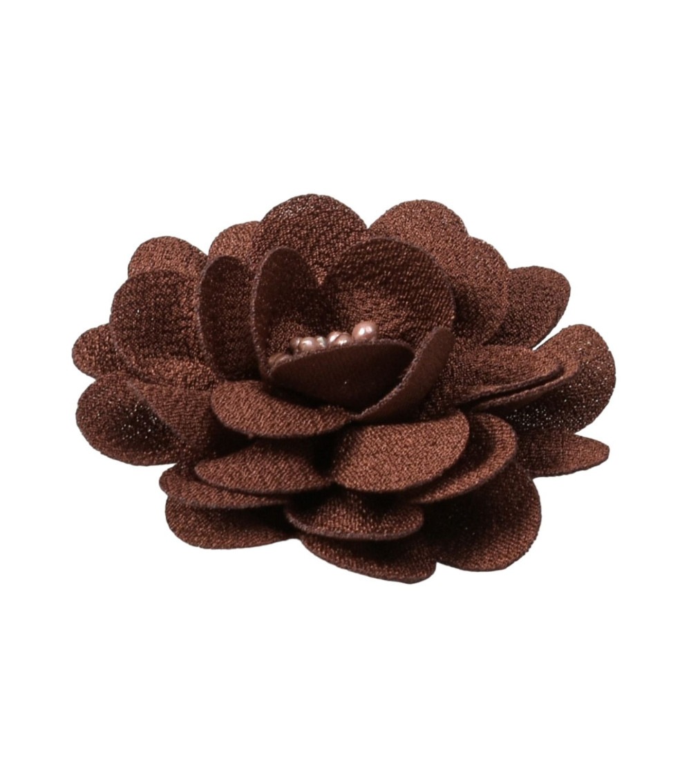 Flower brooch 8.5cm brown
