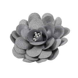 Broche fleur 8,5cm gris