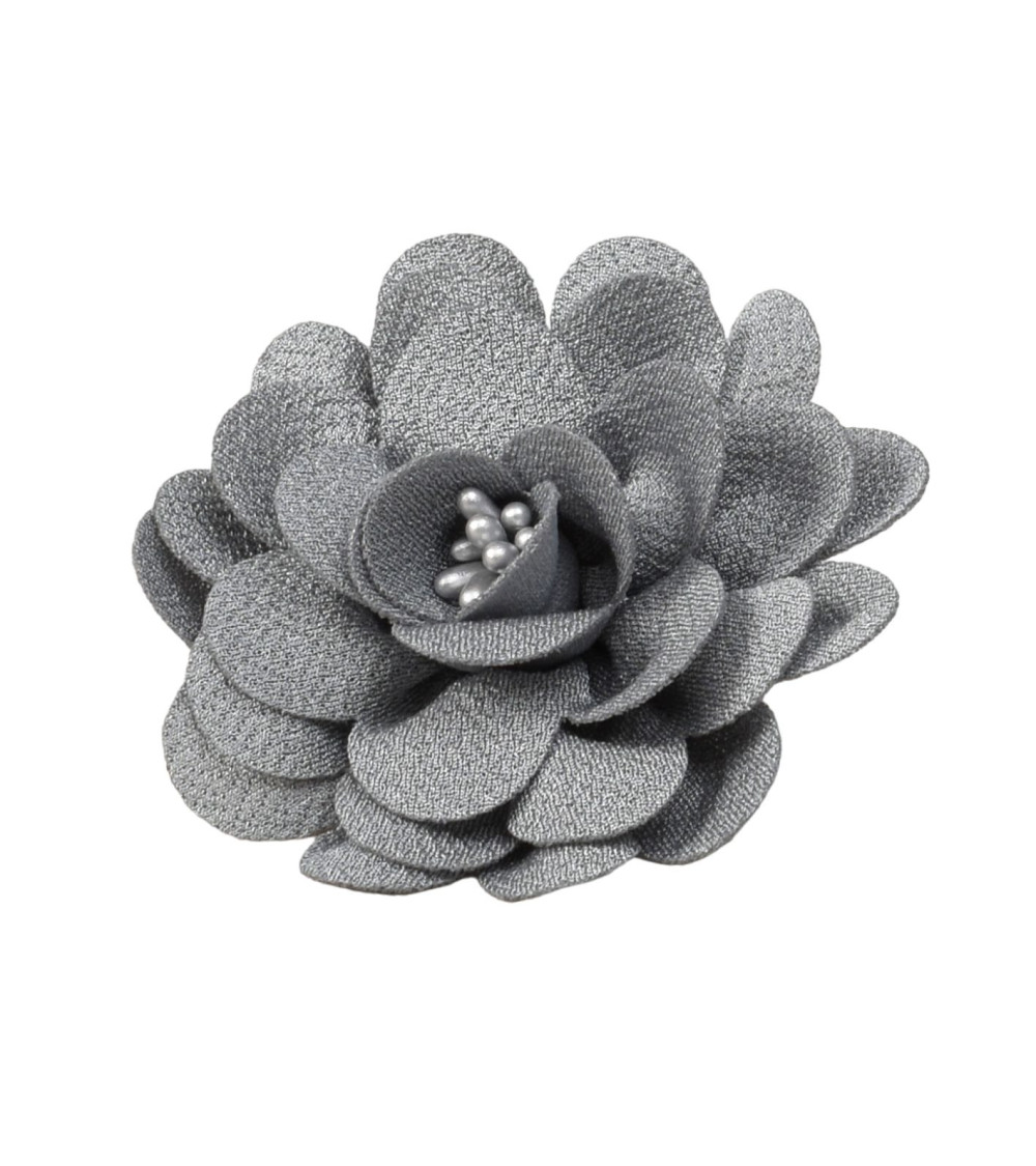 Broche fleur 8,5cm gris