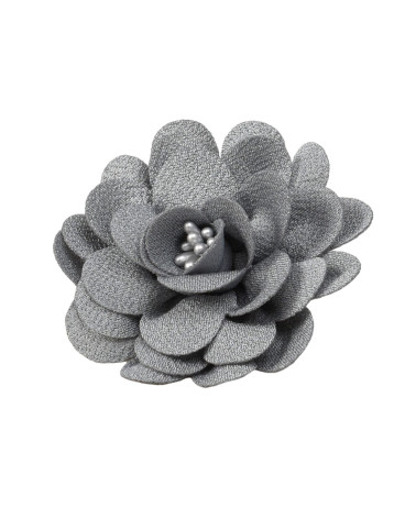Blumenbrosche 8,5cm grau