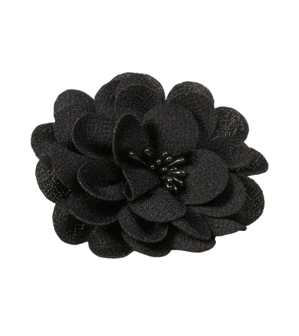 Broche fleur 8,5cm noir