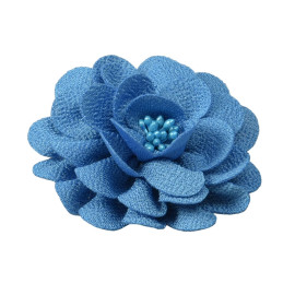 Broche fleur 8,5cm bleu