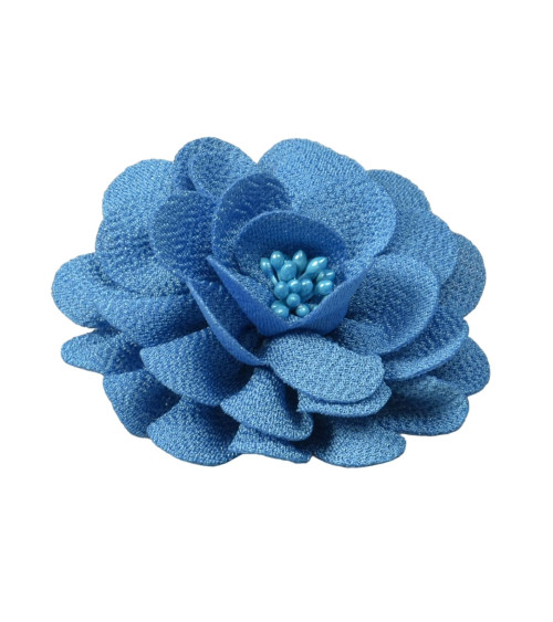 Broche fleur 8,5cm bleu