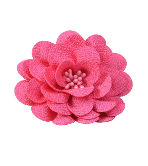 Broche fleur 8,5cm rose fluo