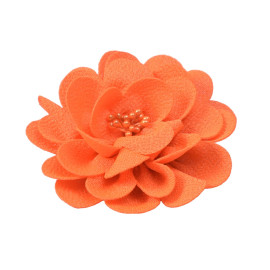 Broche fleur 8,5cm orange fluo