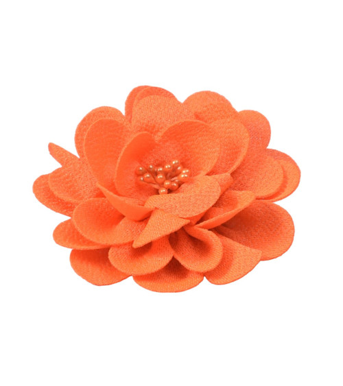 Broche fleur 8,5cm orange fluo