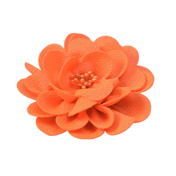 Broche fleur 8,5cm orange fluo