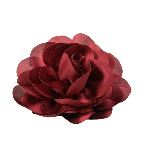 Flower brooch 11cm burgundy red