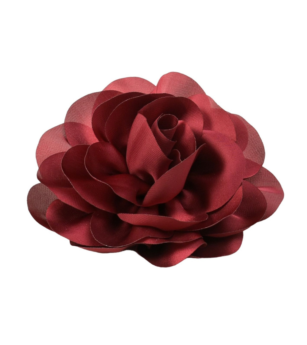 Flower brooch 11cm burgundy red