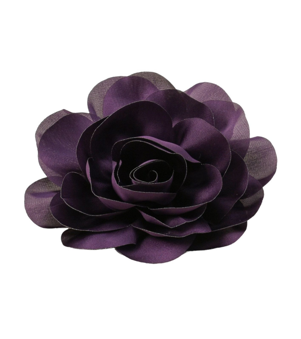 Broche fleur 11cm violet prune