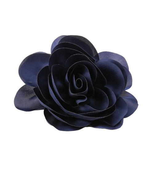 Broche fleur 11cm bleu marine