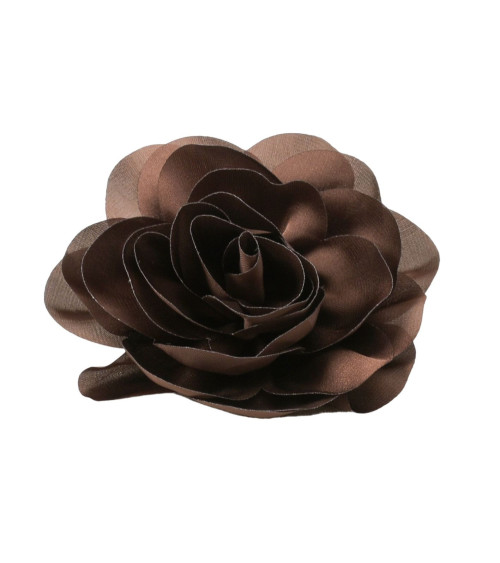 Flower brooch 11cm brown