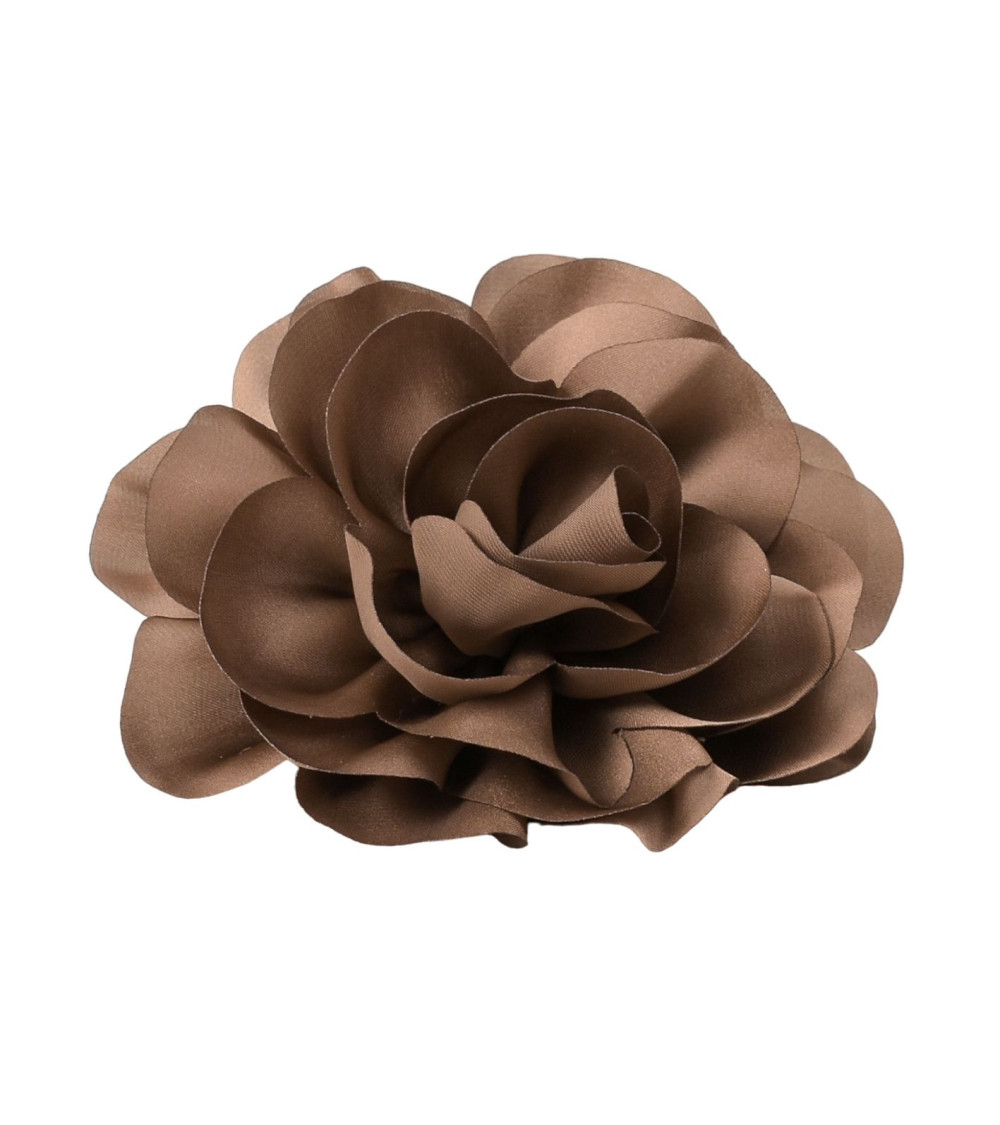 Broche fleur 11cm marron taupe