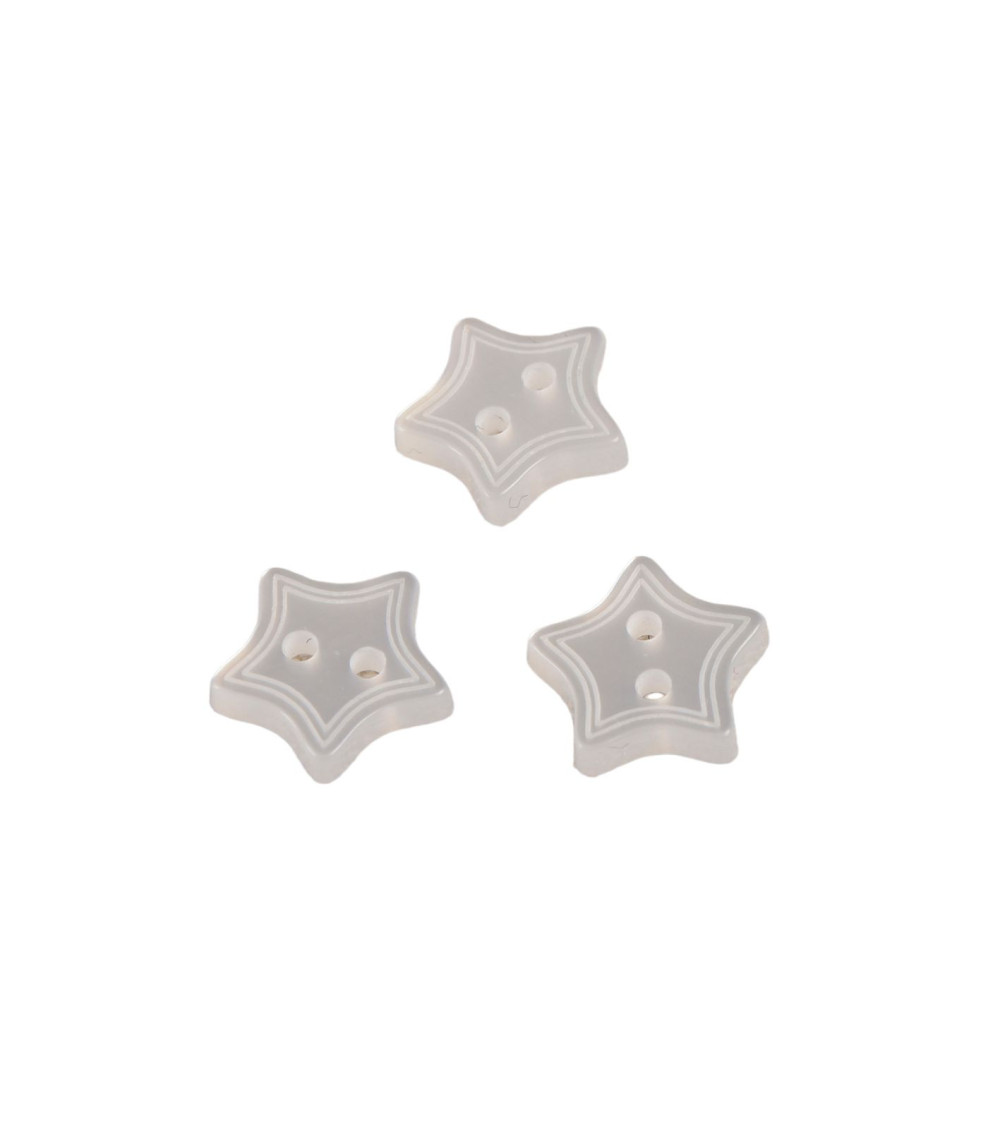 Lot de 6 boutons 2 trous étoile blanc 13mm