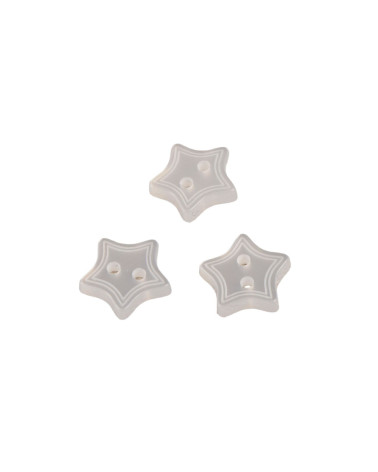 Set of 6 2-hole white star buttons 13mm
