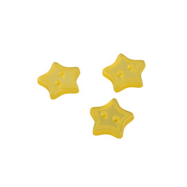 Lot de 6 boutons 2 trous étoile jaune mimosa 13mm