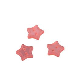 Lot de 6 boutons 2 trous étoile rose fuchsia 13mm