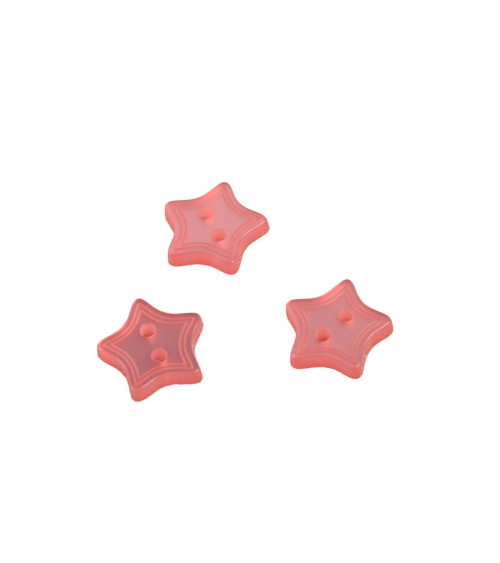 Set of 6 2-hole fuchsia pink star buttons 13mm