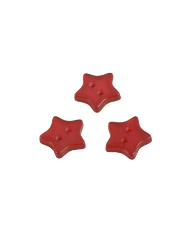 Set of 6 2-hole red star buttons 13mm