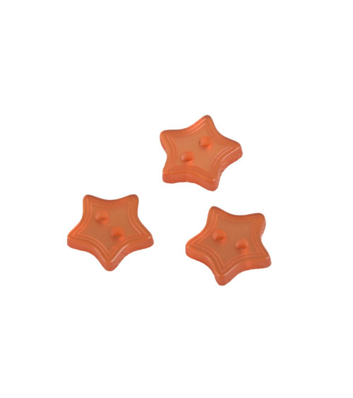 Set of 6 2-hole orange star buttons 13mm