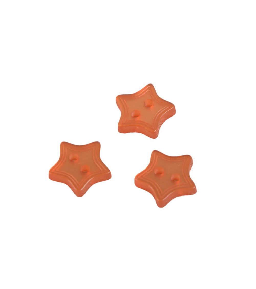 Lot de 6 boutons 2 trous étoile orange 13mm