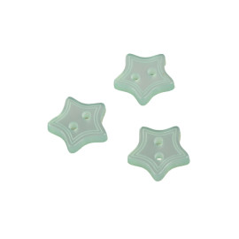 Lot de 6 boutons 2 trous étoile vert d'eau 13mm