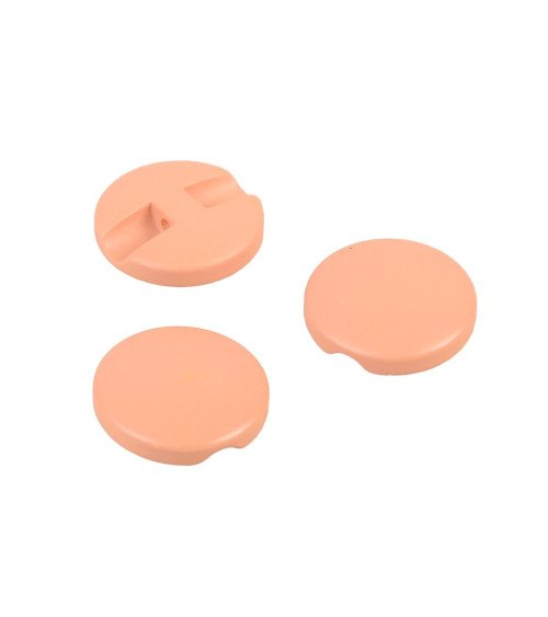 Lot de 6 boutons rond simple orange pêche 18mm