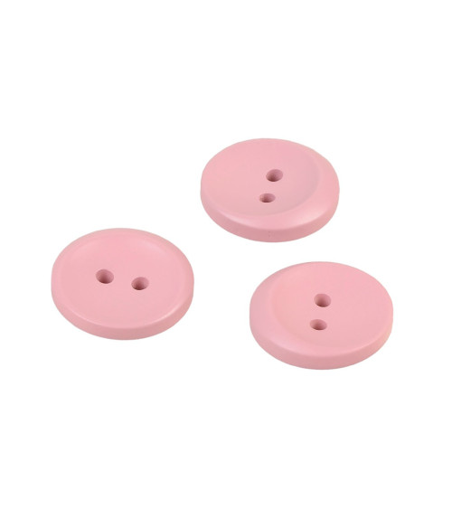 Set of 6 2-hole round laurel pink buttons 17mm