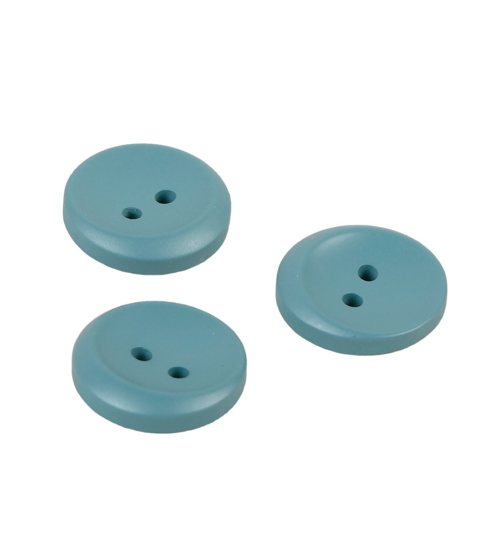 Set of 6 buttons 2 holes round pale green 17mm