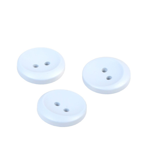 Set of 6 2-hole round baby blue buttons 17mm