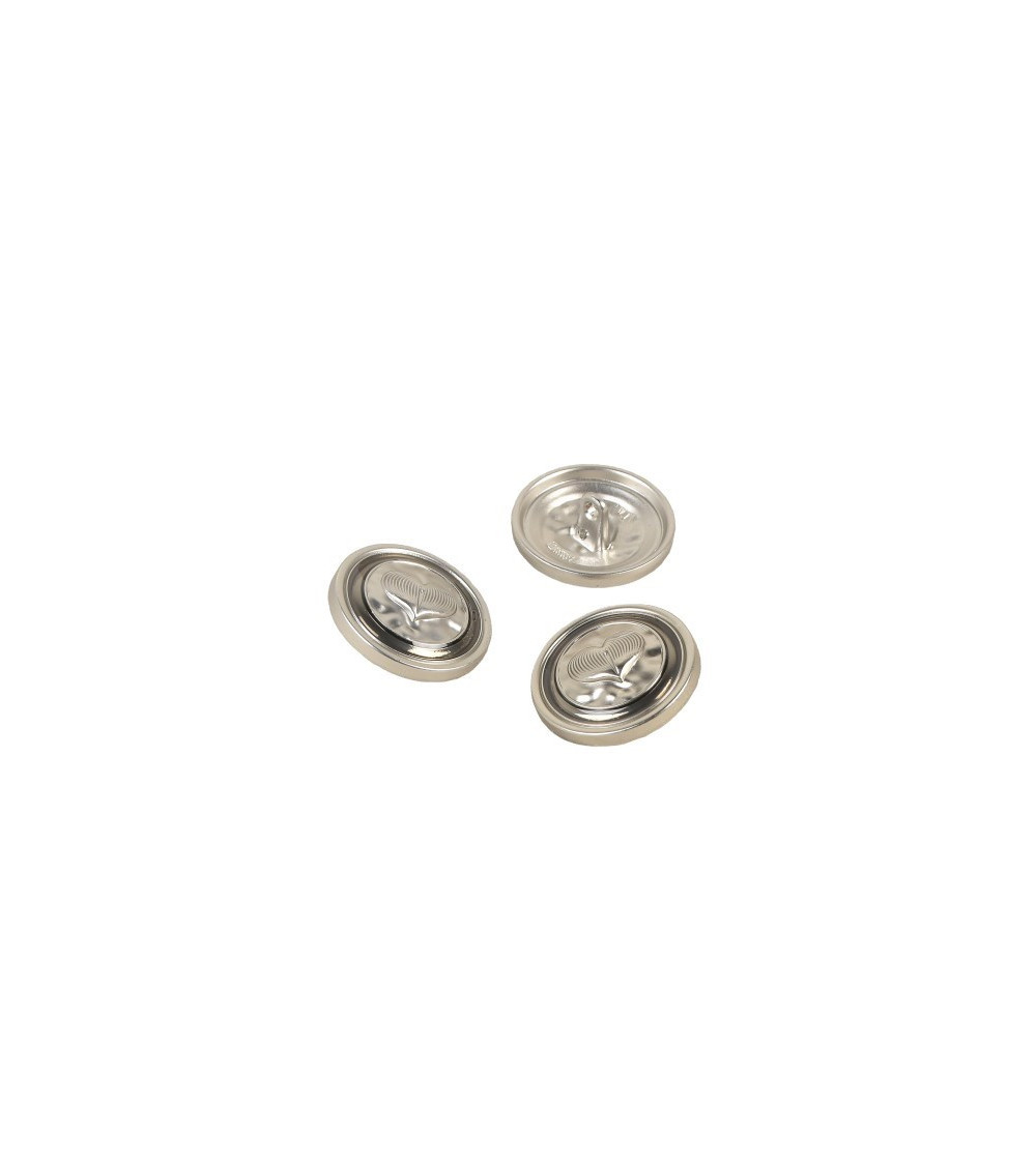 Lot de 6 boutons métal coeur argent 23mm