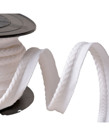 20 m Spule mit Paspelierung/überhängender Fischgrätenschnur, Durchmesser 6 mm, weiß