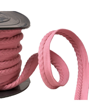 Bobine 20m passepoil/dépassant cordon chevrons diamètre 6mm vieux rose
