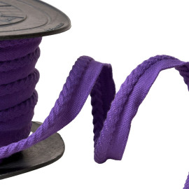 Bobine 20m passepoil/dépassant cordon chevrons diamètre 6mm violet prune