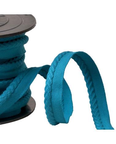 Bobine 20m passepoil/dépassant cordon chevrons diamètre 6mm bleu canard