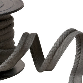 Passepoil/dépassant cordon chevrons diamètre 6mm au mètre gris noir