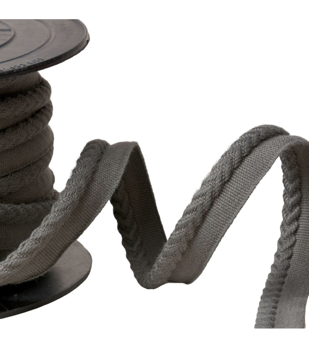 Piping/overhanging herringbone cord diameter 6mm per meter gray black