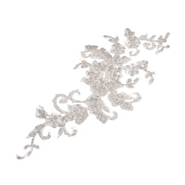 Motif perles mariage à coudre blanc 16cm x 32,5cm