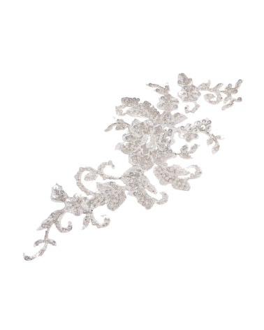 White wedding pearl motif to sew 16cm x 32.5cm