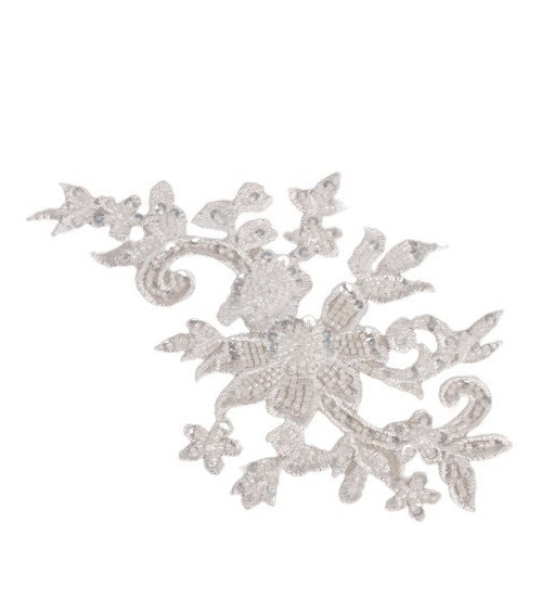 Motif perles mariage à coudre blanc 14,5cm x 22cm