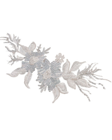 White wedding pearl motif to sew 14cm x 32cm