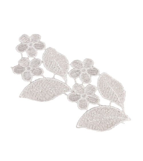 Motif perles mariage à coudre blanc 13cm x 29cm