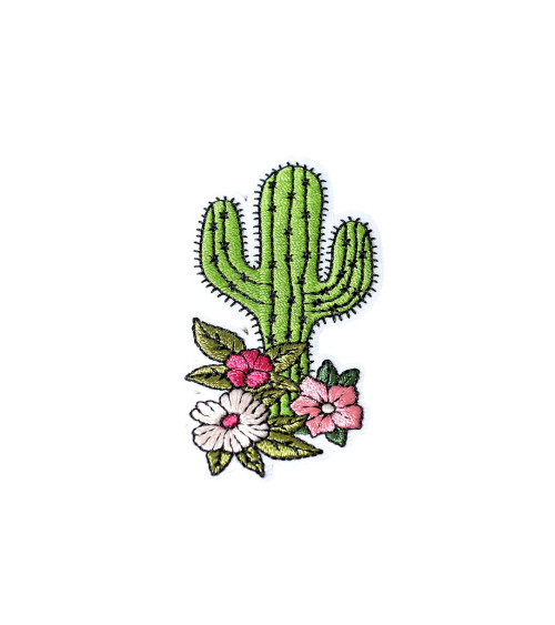 Ecusson thermocollant cactus pivoine 6,3cm x 3,5cm