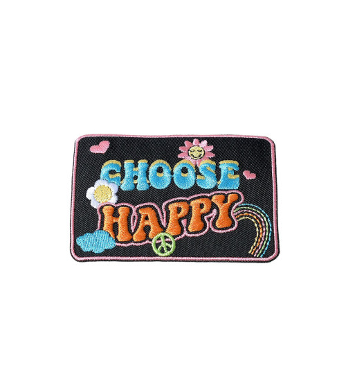 Ecusson thermocollant seventies choose happy 5,5cm x 8cm