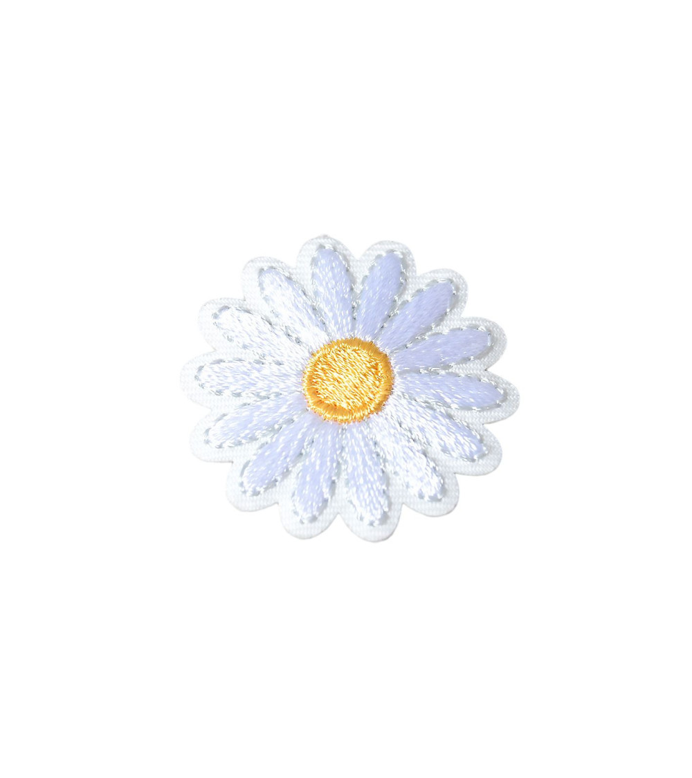 Ecusson thermocollant marguerite blanc 3,3cm x 3,3cm