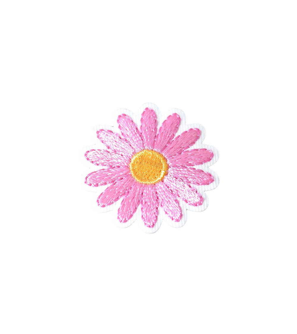 Ecusson thermocollant marguerite rose 3,3cm x 3,3cm