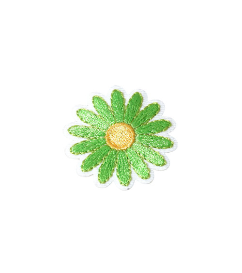 Ecusson thermocollant marguerite vert 3,3cm x 3,3cm