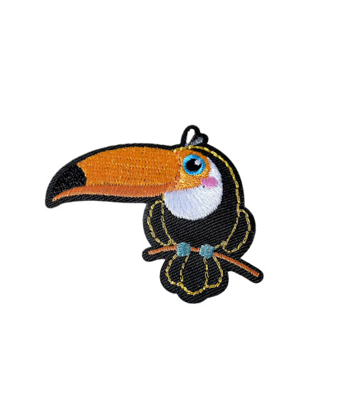 Iron-on patch toucan exotic birds 5.1cm x 4.4cm