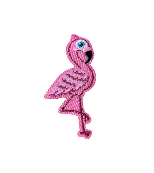 Iron-on patch exotic birds flamingo 6.5cm x 3cm